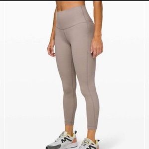 Lulu align pants 25” in dark chrome.